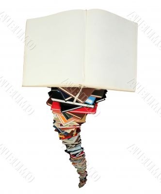 Books in high pile
