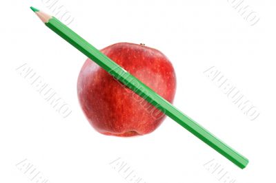 Apple red with green pen
