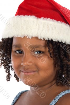 Beautiful girl with hat of Santa Claus