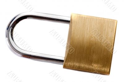 Lock iron closed on a white background