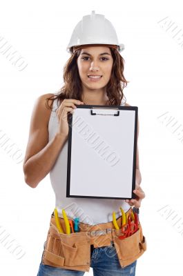 Young Girl with tools for building