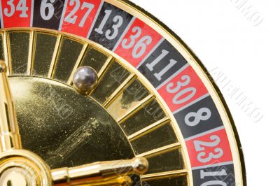 Casino roulette with ball on zero