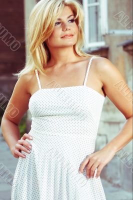 Blond Woman Wearing Sun Hat
