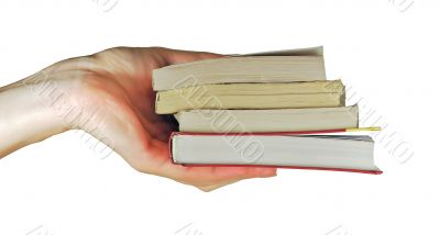 hand holds different books
