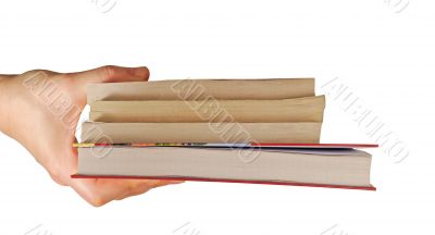 hand holds different books