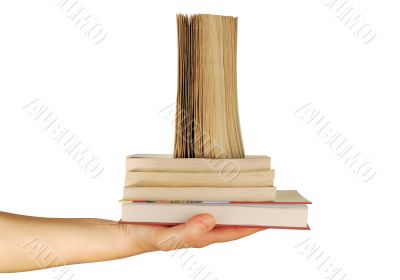 hand holds different books