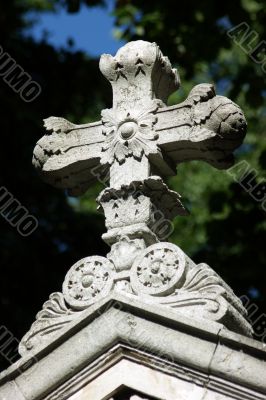 Cross on a grave at Vienna`s Central Cemetery.