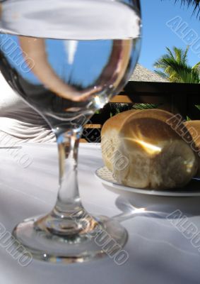 water glass and bread