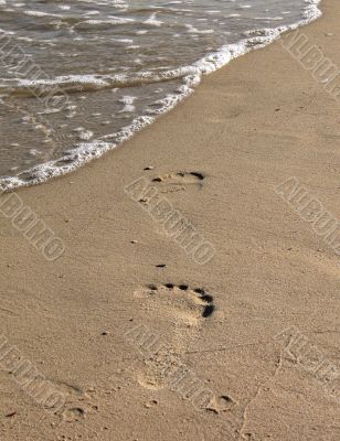 Footprints on a sand