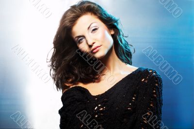 girl on blue background