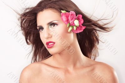 beautiful girl with flowers