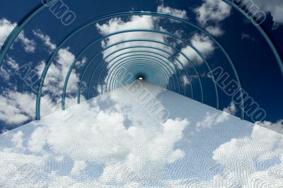 tunnel in clouds. 3D image.