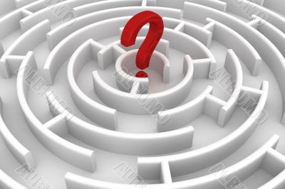 White circle labyrinth. 3D image.