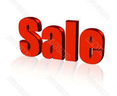 red sale word with reflection on white