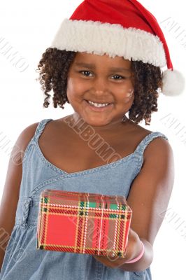 Beautiful girl with hat of Santa Claus