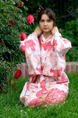 Girl in a flower yukata