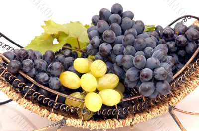 Bunches of grapes  in basket.