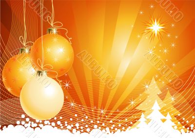 Christmas background with decorations / vector