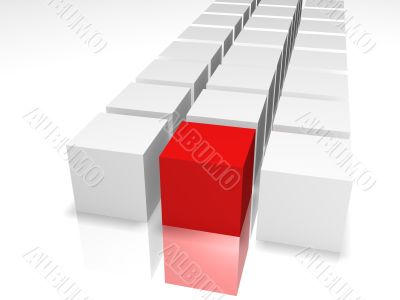 3D cubes of red and white