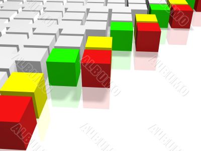 3d illustration - a colored cube on a white background
