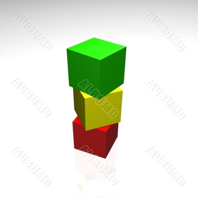 3d illustration - colored cubes