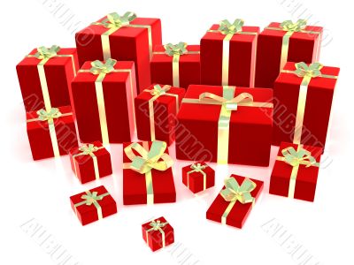 Red gift boxes on white background 3D rendering