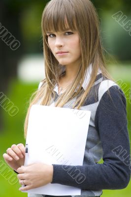 girl with paper