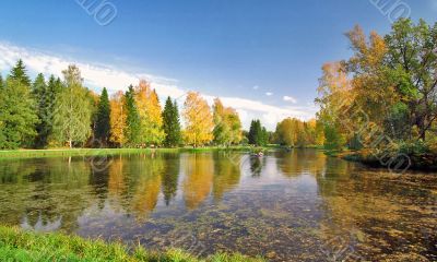 Autumn picturesque pond