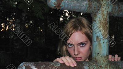 The girl on a cemetery