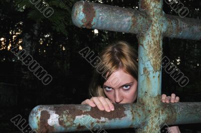 The girl on a cemetery