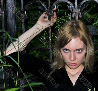 The girl on a cemetery