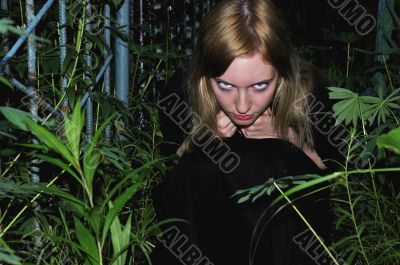 The girl on a cemetery