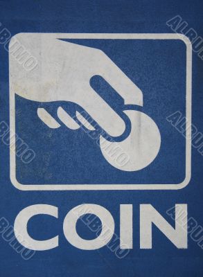 blue coin sign