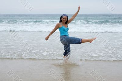 Beautiful girl splashing water