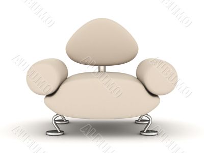 leather armchair on a white background. 3D image.