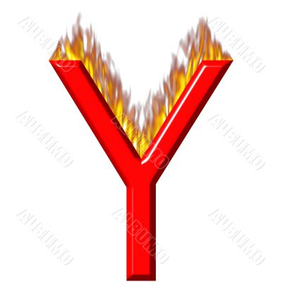 3D Letter Y on Fire