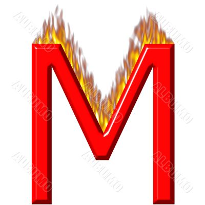 3D Letter M on Fire