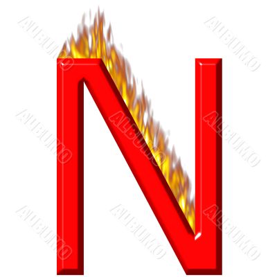 3D Letter N on Fire