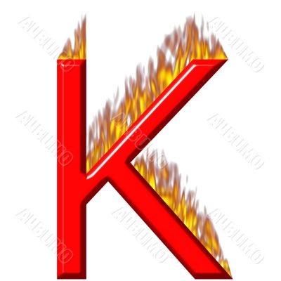 3D Letter K on Fire
