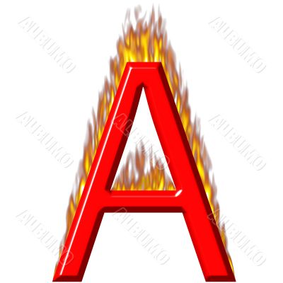 3D Letter A on Fire