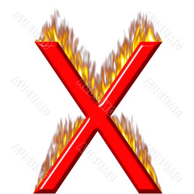 3D Letter X on Fire