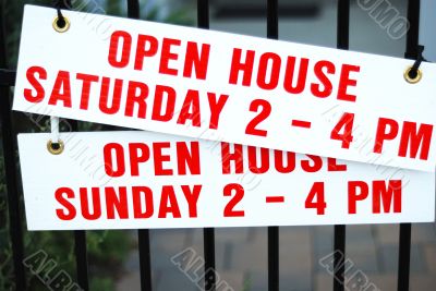 `Open house` sign