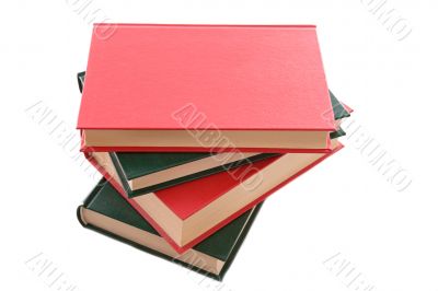 Books stacked with a hard cover
