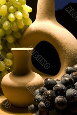 Grapes and ceramics.