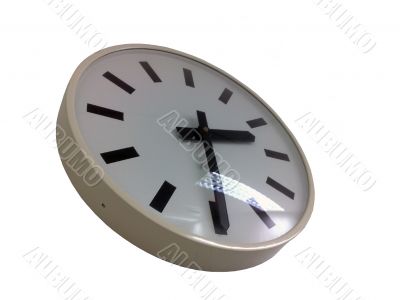 White wall clock on a white background