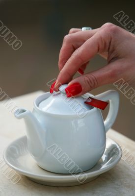 White tea teapot