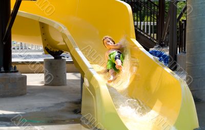 Boy on a Waterslide