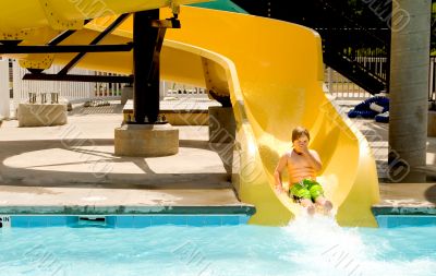 Boy on a Waterslide