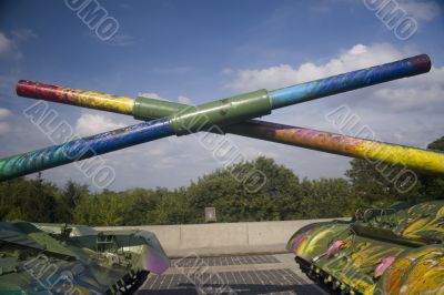 Close-up of tanks