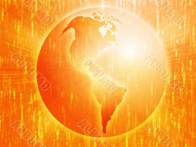 Map of the Americas on globe  illustration
